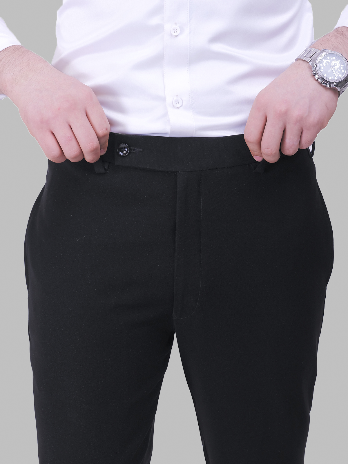 Black Regular Fit Stretchable Trouser