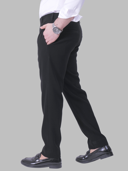 Black Regular Fit Stretchable Trouser