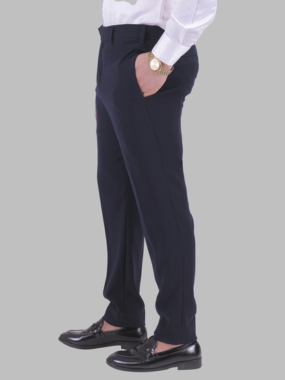 Navy blue Regular Fit Stretchable Trouser