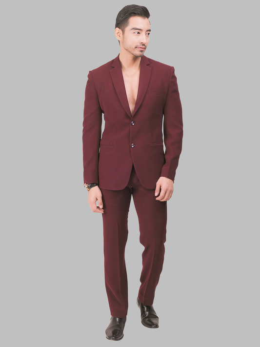 Wine colour Slim Fit Suit